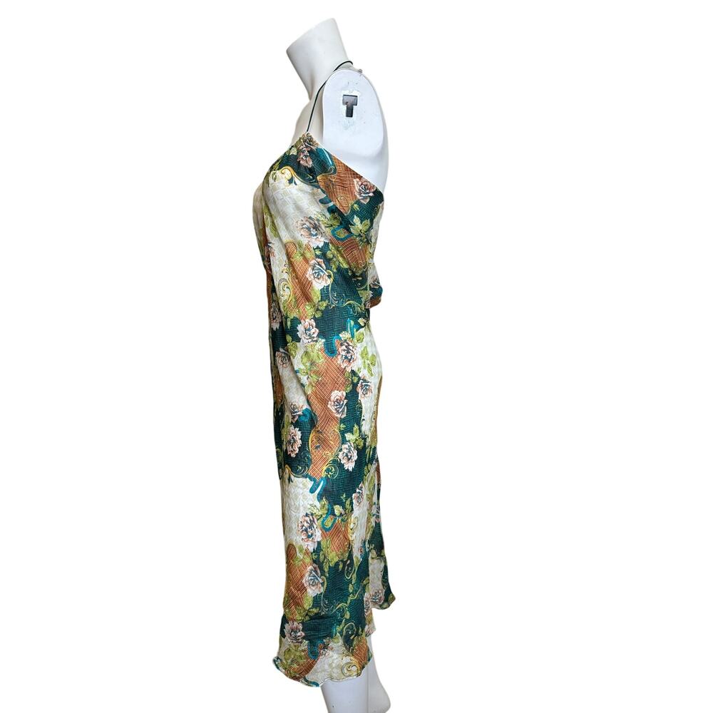 Bydee Floral Bias Cut Slip Dress/Cover Up S Viscose Midi Halter Resort Vacation - Picture 6 of 9